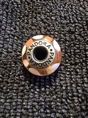 Pandora Swirl Murano Glass Charm - Orange, White & Yellow